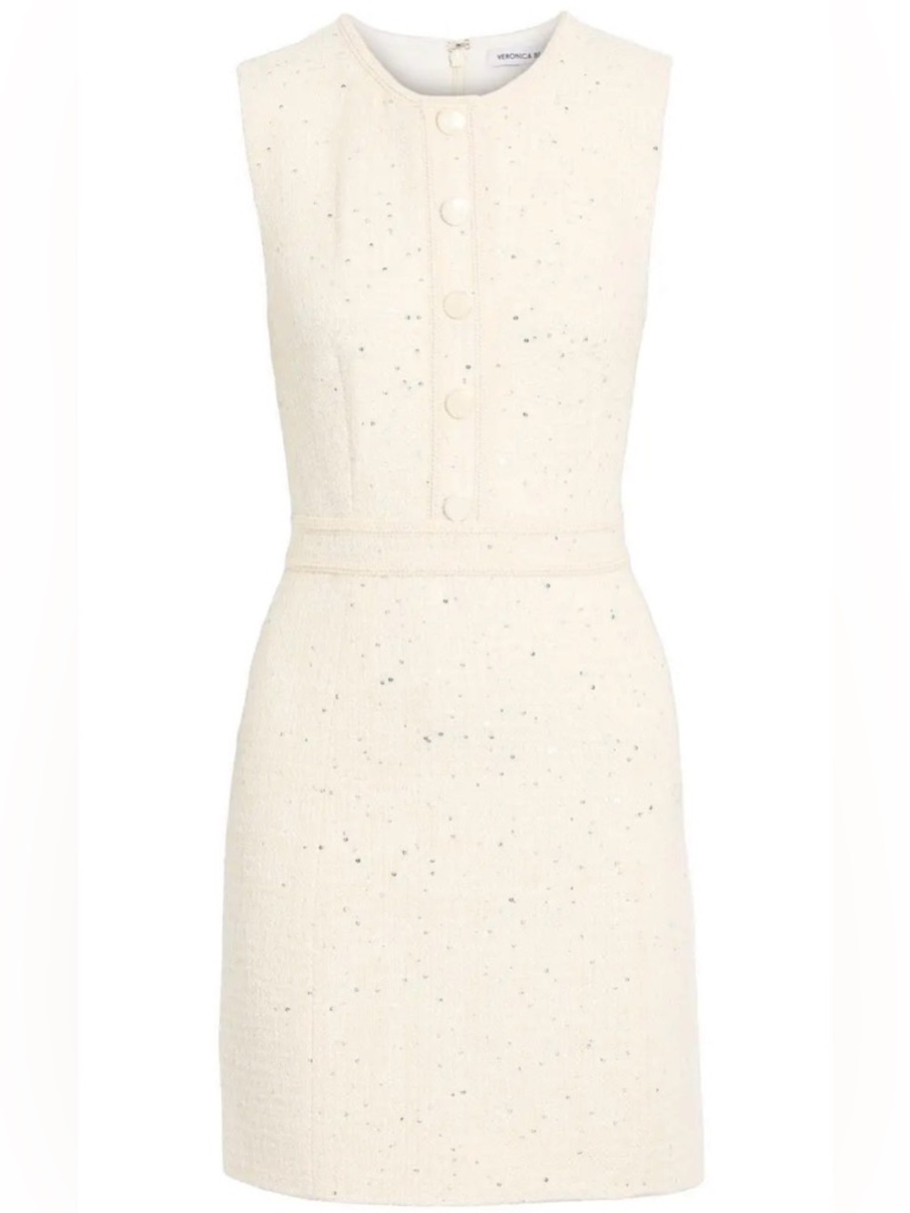 NWT Veronica Beard Julie Embellished Tweed Mini Dress in Off-White, Size 6 - Picture 3 of 15